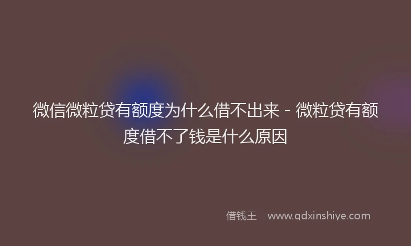 微信微粒贷有额度为什么借不出来 - 微粒贷有额度借不了钱是什么原因