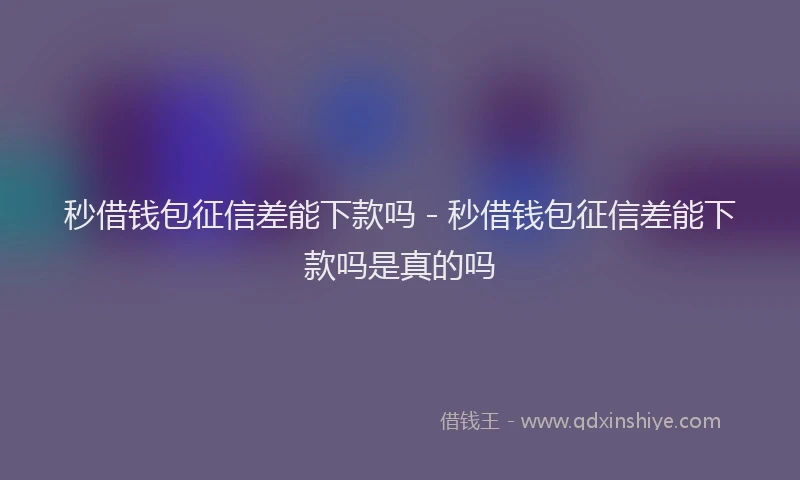 秒借钱包征信差能下款吗 - 秒借钱包征信差能下款吗是真的吗