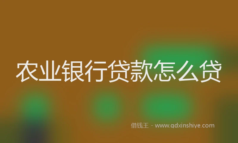 农业银行贷款怎么贷
