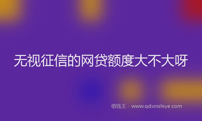 无视征信的网贷额度大不大呀