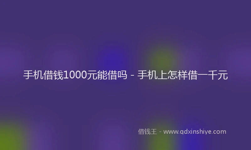 手机借钱1000元能借吗 - 手机上怎样借一千元
