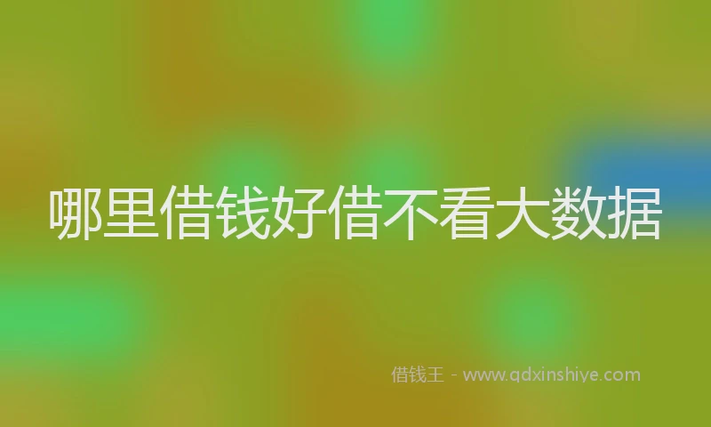 哪里借钱好借不看大数据