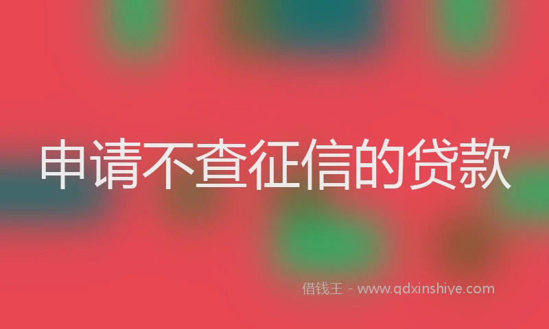 申请不查征信的贷款