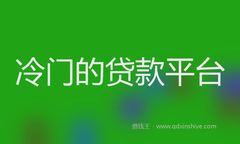 冷门的贷款平台
