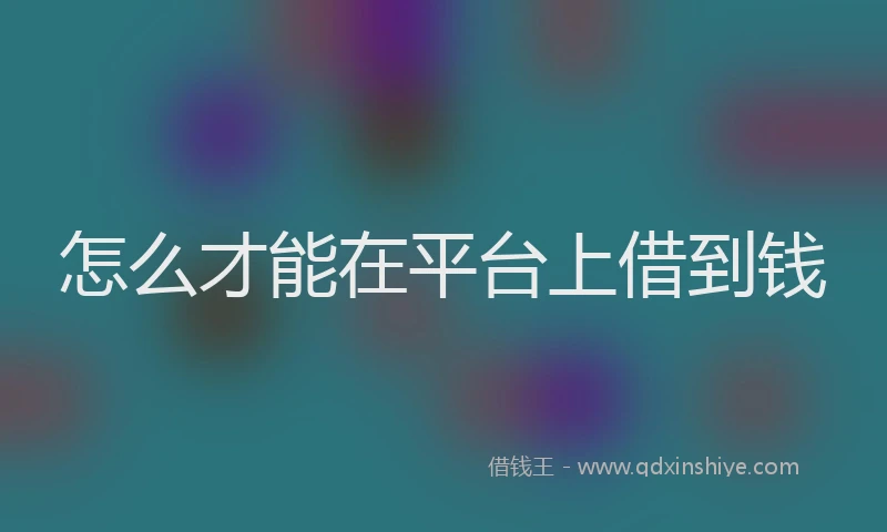 怎么才能在平台上借到钱