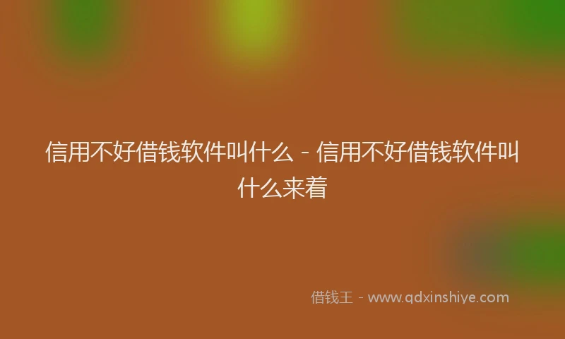 信用不好借钱软件叫什么 - 信用不好借钱软件叫什么来着