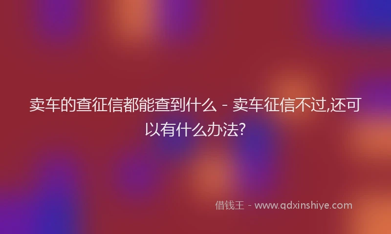 卖车的查征信都能查到什么 - 卖车征信不过,还可以有什么办法?