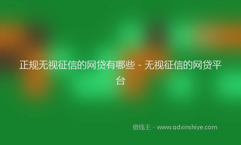正规无视征信的网贷有哪些 - 无视征信的网贷平台