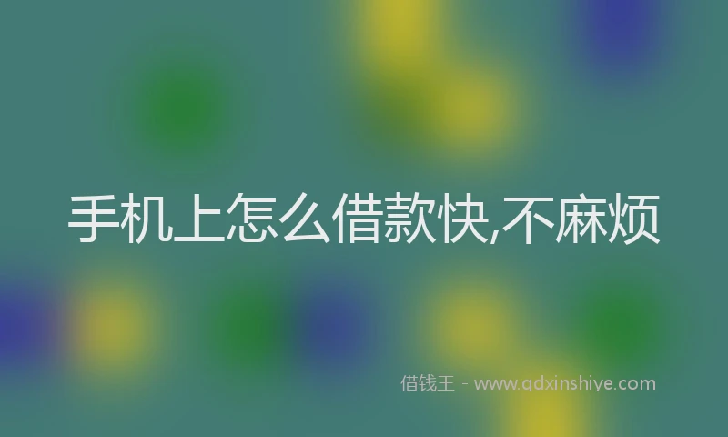手机上怎么借款快,不麻烦