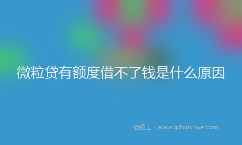 微粒贷有额度借不了钱是什么原因