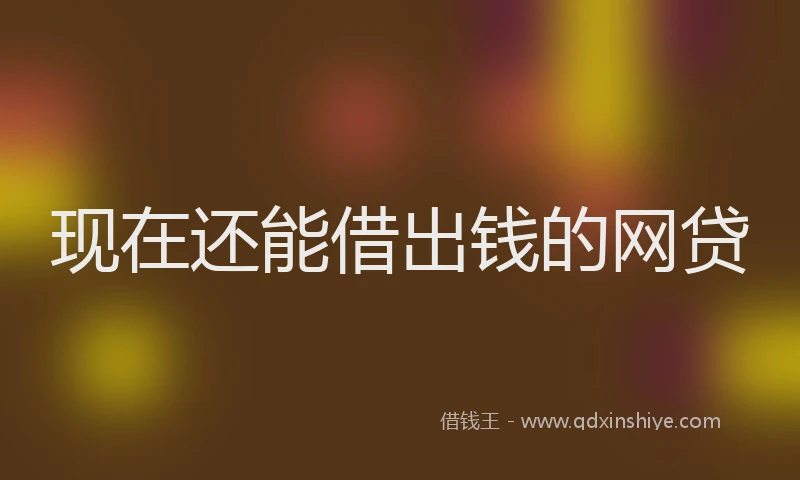 现在还能借出钱的网贷