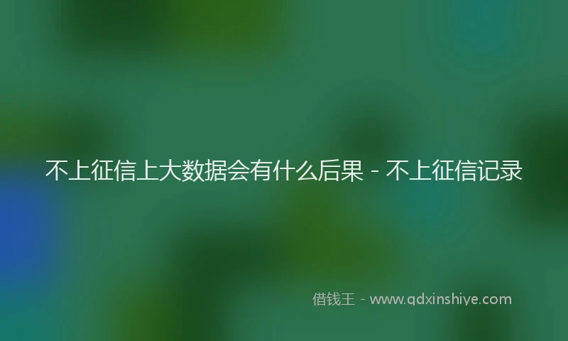 不上征信上大数据会有什么后果 - 不上征信记录