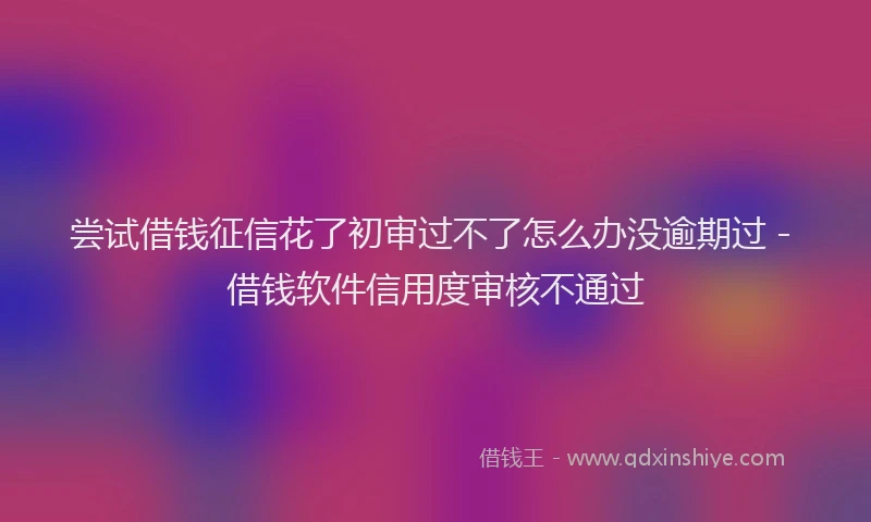 尝试借钱征信花了初审过不了怎么办没逾期过 - 借钱软件信用度审核不通过