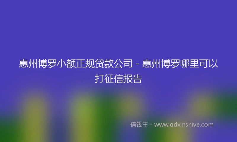 惠州博罗小额正规贷款公司 - 惠州博罗哪里可以打征信报告
