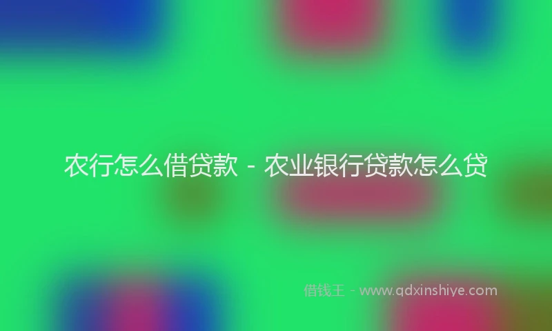 农行怎么借贷款 - 农业银行贷款怎么贷