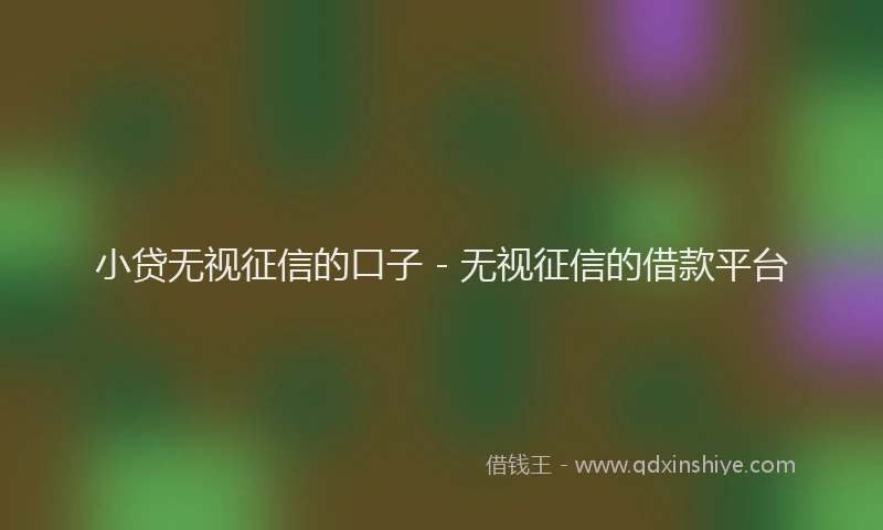 小贷无视征信的口子 - 无视征信的借款平台