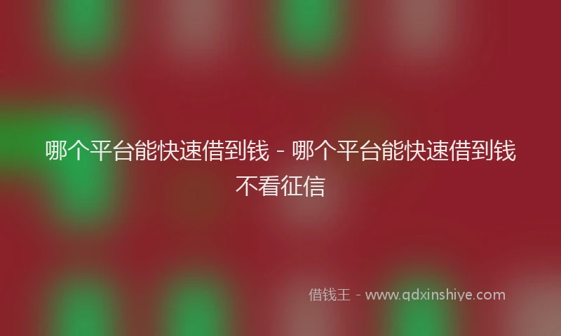 哪个平台能快速借到钱 - 哪个平台能快速借到钱不看征信