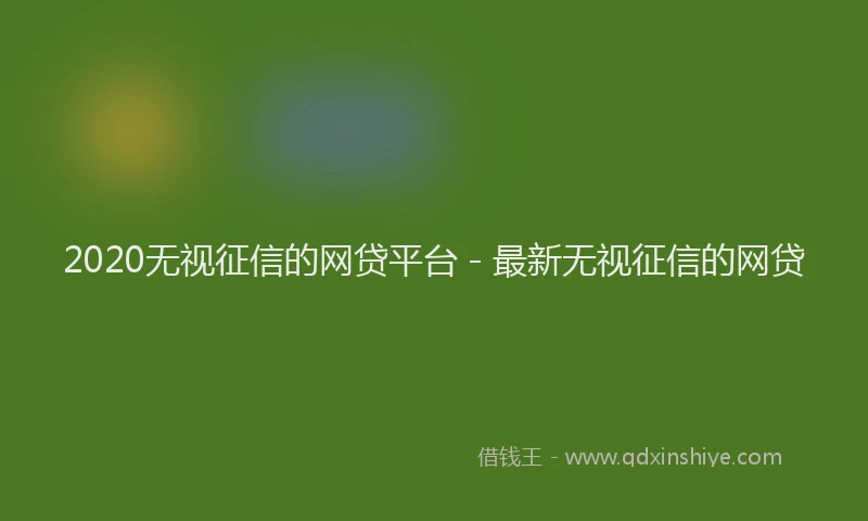 2020无视征信的网贷平台 - 最新无视征信的网贷