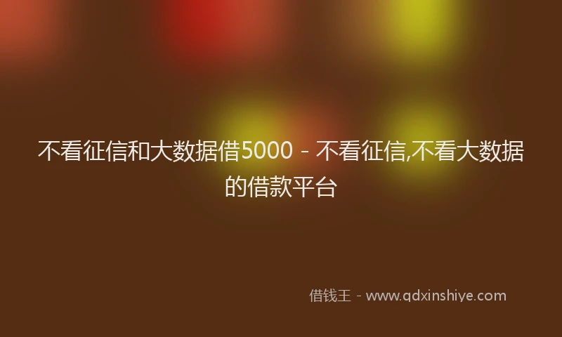 不看征信和大数据借5000 - 不看征信,不看大数据的借款平台