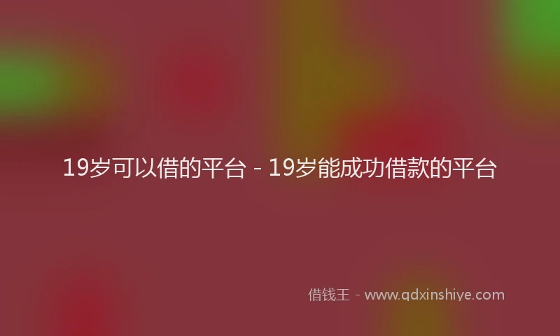 19岁可以借的平台 - 19岁能成功借款的平台