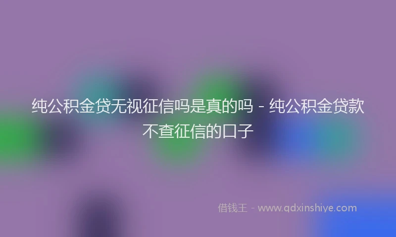 纯公积金贷无视征信吗是真的吗 - 纯公积金贷款不查征信的口子