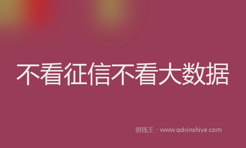 不看征信不看大数据