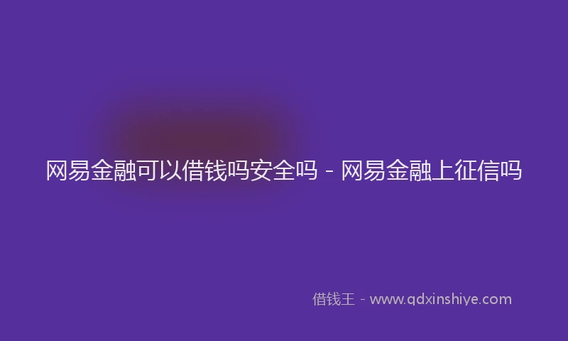 网易金融可以借钱吗安全吗 - 网易金融上征信吗