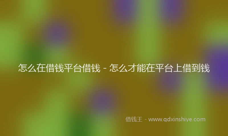 怎么在借钱平台借钱 - 怎么才能在平台上借到钱