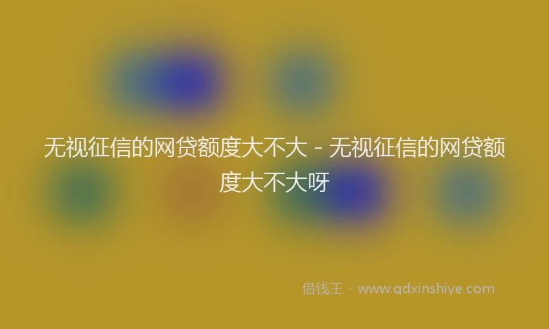 无视征信的网贷额度大不大 - 无视征信的网贷额度大不大呀