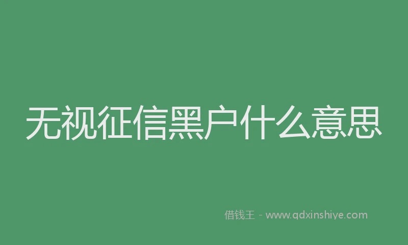 无视征信黑户什么意思