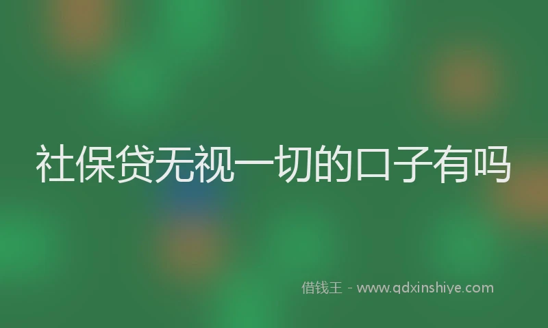 社保贷无视一切的口子有吗