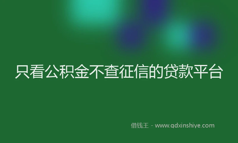 只看公积金不查征信的贷款平台