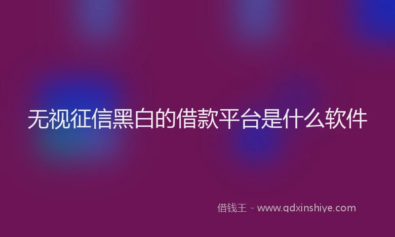 无视征信黑白的借款平台是什么软件