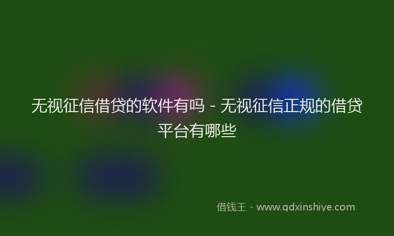 无视征信借贷的软件有吗 - 无视征信正规的借贷平台有哪些