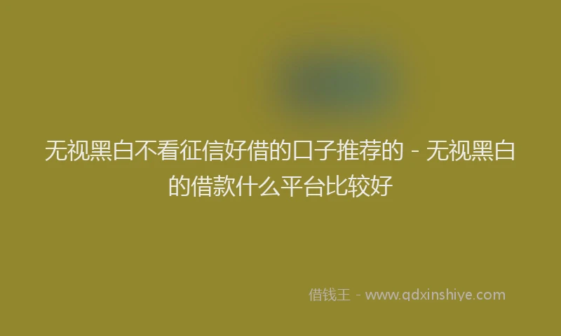 无视黑白不看征信好借的口子推荐的 - 无视黑白的借款什么平台比较好