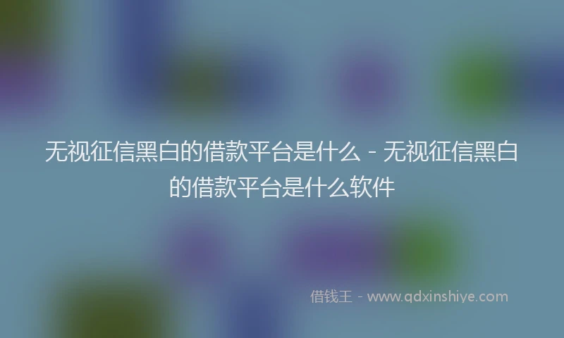 无视征信黑白的借款平台是什么 - 无视征信黑白的借款平台是什么软件