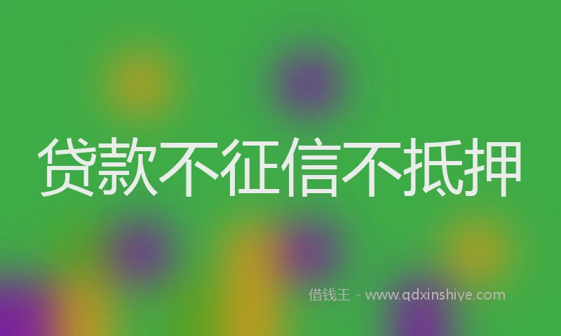 贷款不征信不抵押