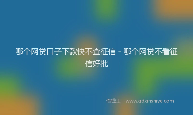 哪个网贷口子下款快不查征信 - 哪个网贷不看征信好批
