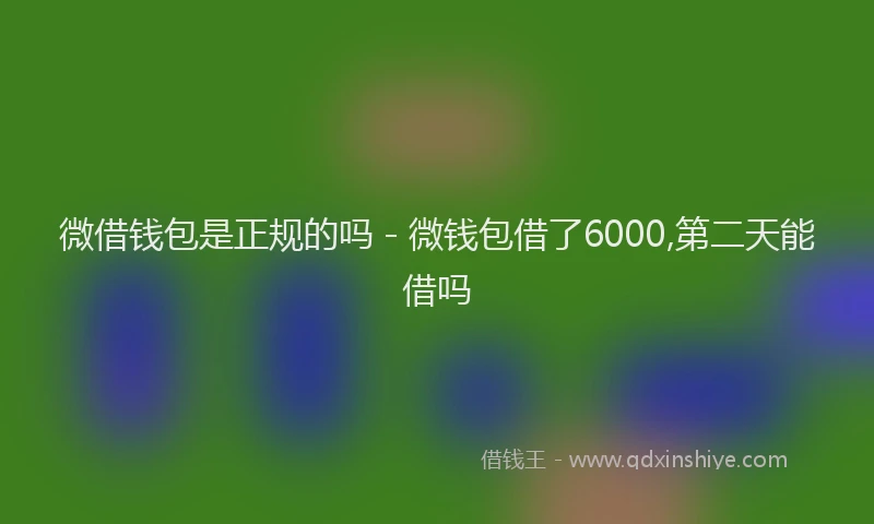 微借钱包是正规的吗 - 微钱包借了6000,第二天能借吗