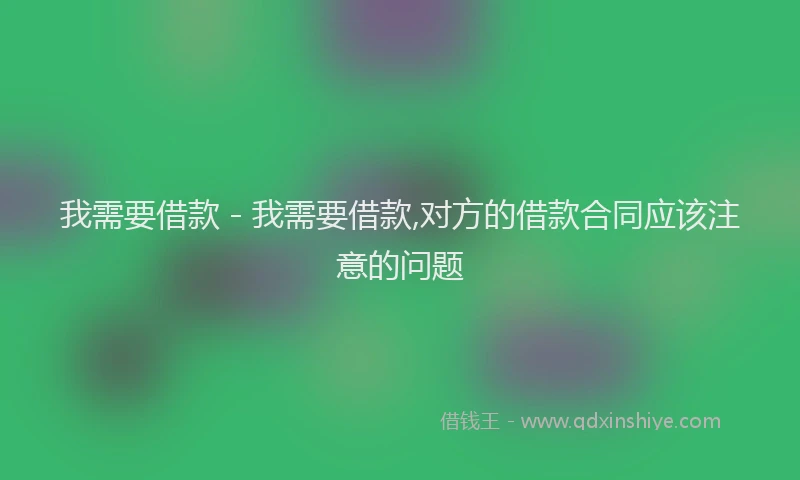 我需要借款 - 我需要借款,对方的借款合同应该注意的问题