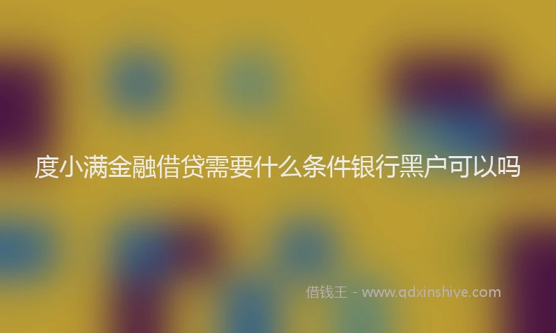度小满金融借贷需要什么条件银行黑户可以吗