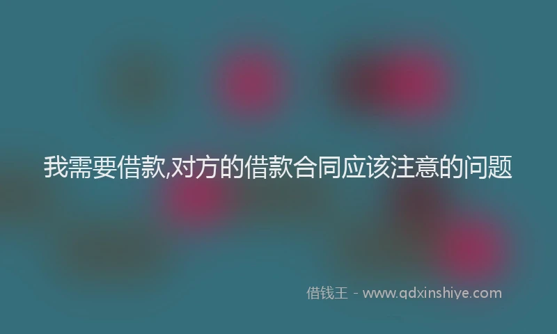我需要借款,对方的借款合同应该注意的问题