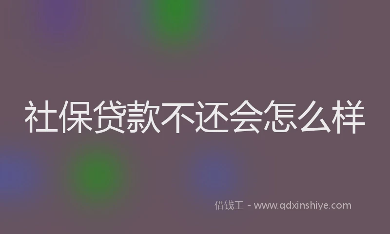 社保贷款不还会怎么样