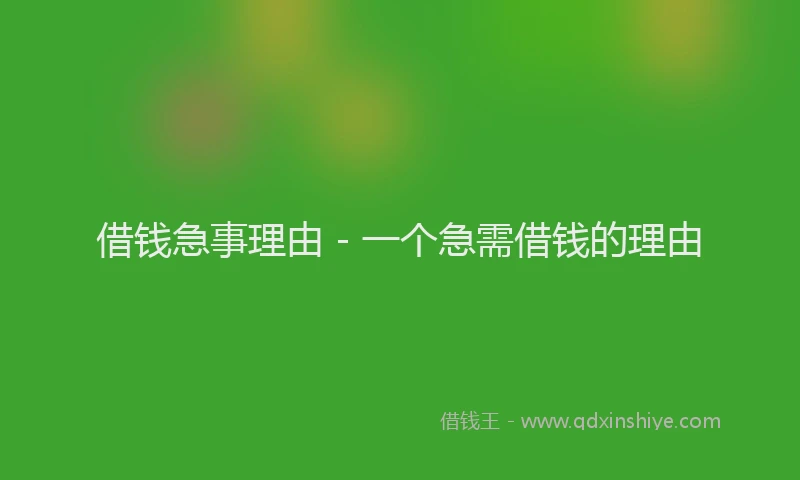 借钱急事理由 - 一个急需借钱的理由