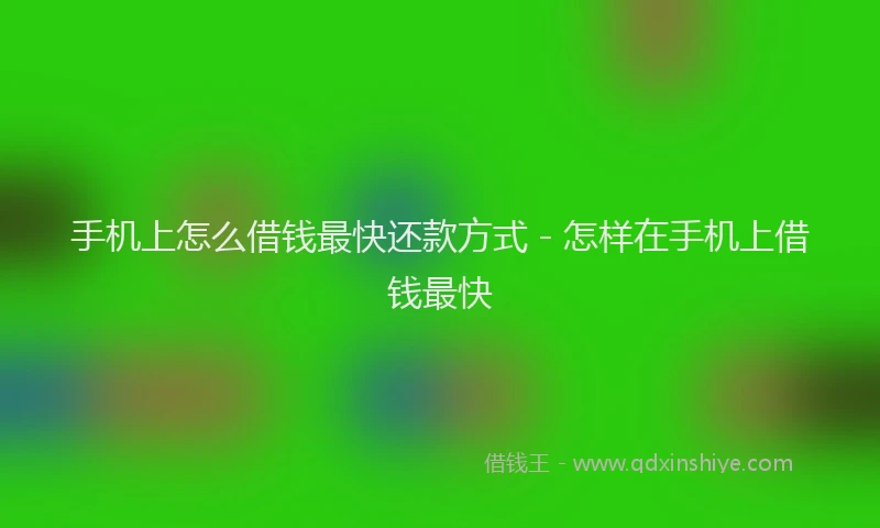 手机上怎么借钱最快还款方式 - 怎样在手机上借钱最快