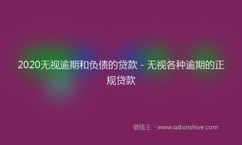 2020无视逾期和负债的贷款 - 无视各种逾期的正规贷款