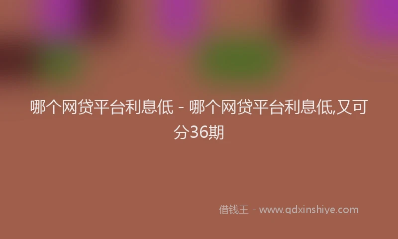 哪个网贷平台利息低 - 哪个网贷平台利息低,又可分36期