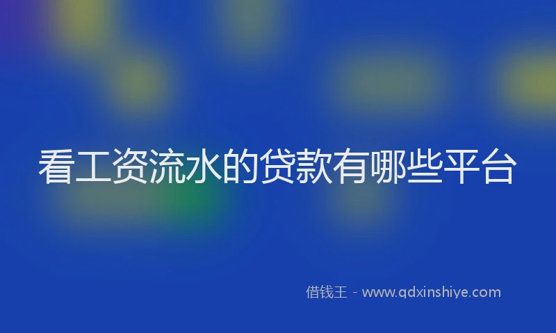 看工资流水的贷款有哪些平台