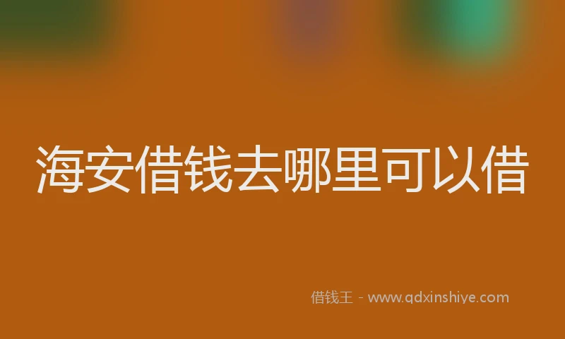 海安借钱去哪里可以借