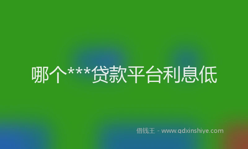 哪个***贷款平台利息低